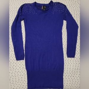 Bisou Bisou Michele Bohbot Fitted Sweater Dress - Small - Blue